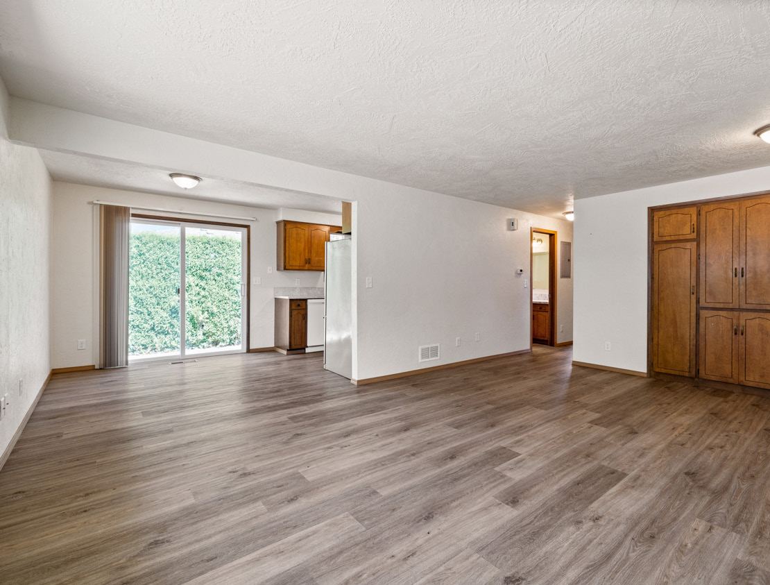 Unit living area with windows
